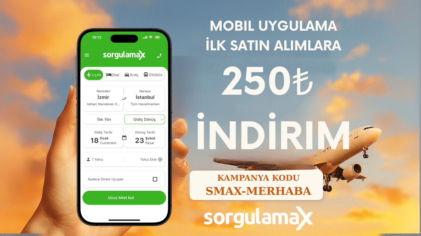 Uçak Bileti Alımında 250 TL İndirim Fırsatı